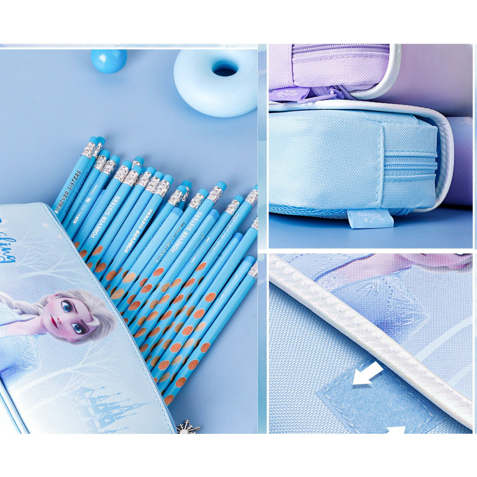 Hộp Bút Elsa Chính Hãng Disney, Chống Thấm Nước, Chống Bấm Bẩn, Ngăn Siêu To