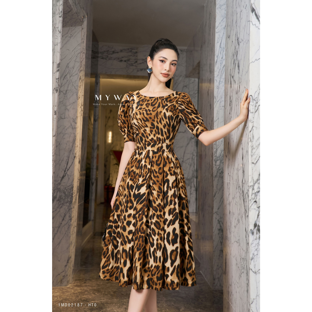 Đầm Lụa Cotton MY WAY Công Sở Họa Tiết Sang Trọng 1MD02187 ht0