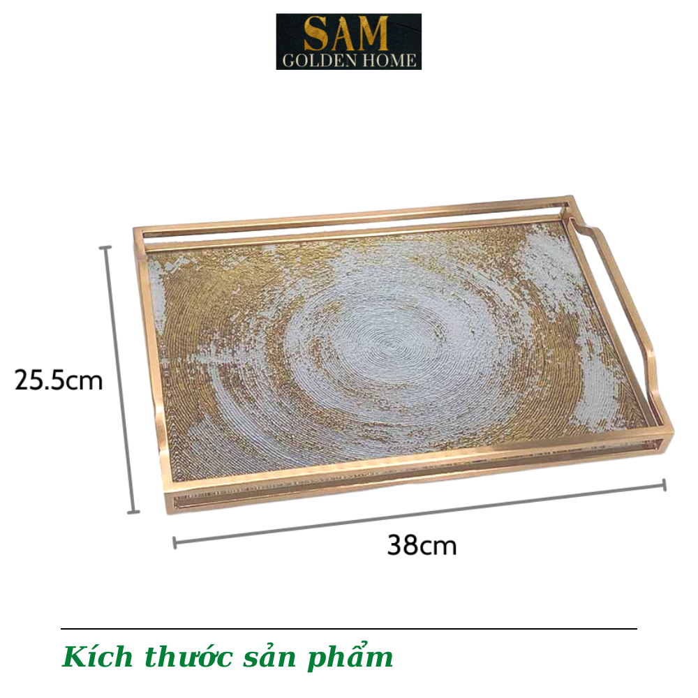 Khay Hình Chữ Nhật Leopard Thủy Tinh Cao Cấp Viền Vàng Sang Trọng Phong Cách Châu Âu Đương Đại