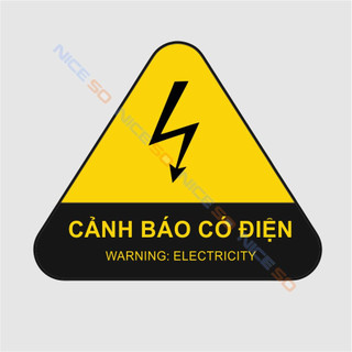 Miếng Dán Decal Cảnh Báo Có Điện, Chống Nước, Chống Phai Màu. Kích Thước 6*6 cm