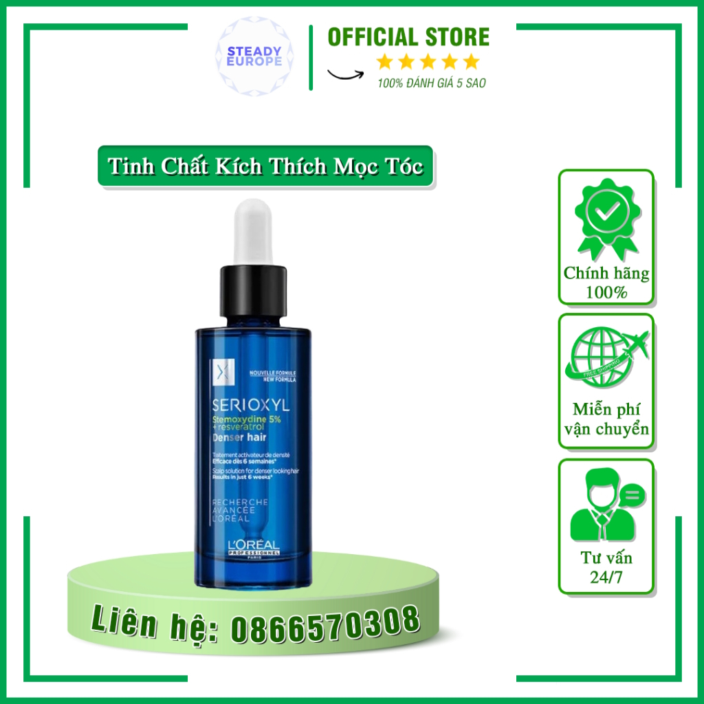 Tinh Chất Kích Thích Mọc Tóc Steady Europe - Xịt Mọc Tóc L'oreal Serioxyl Denser Hair Ngăn Ngừa Rụng Tóc 90ml