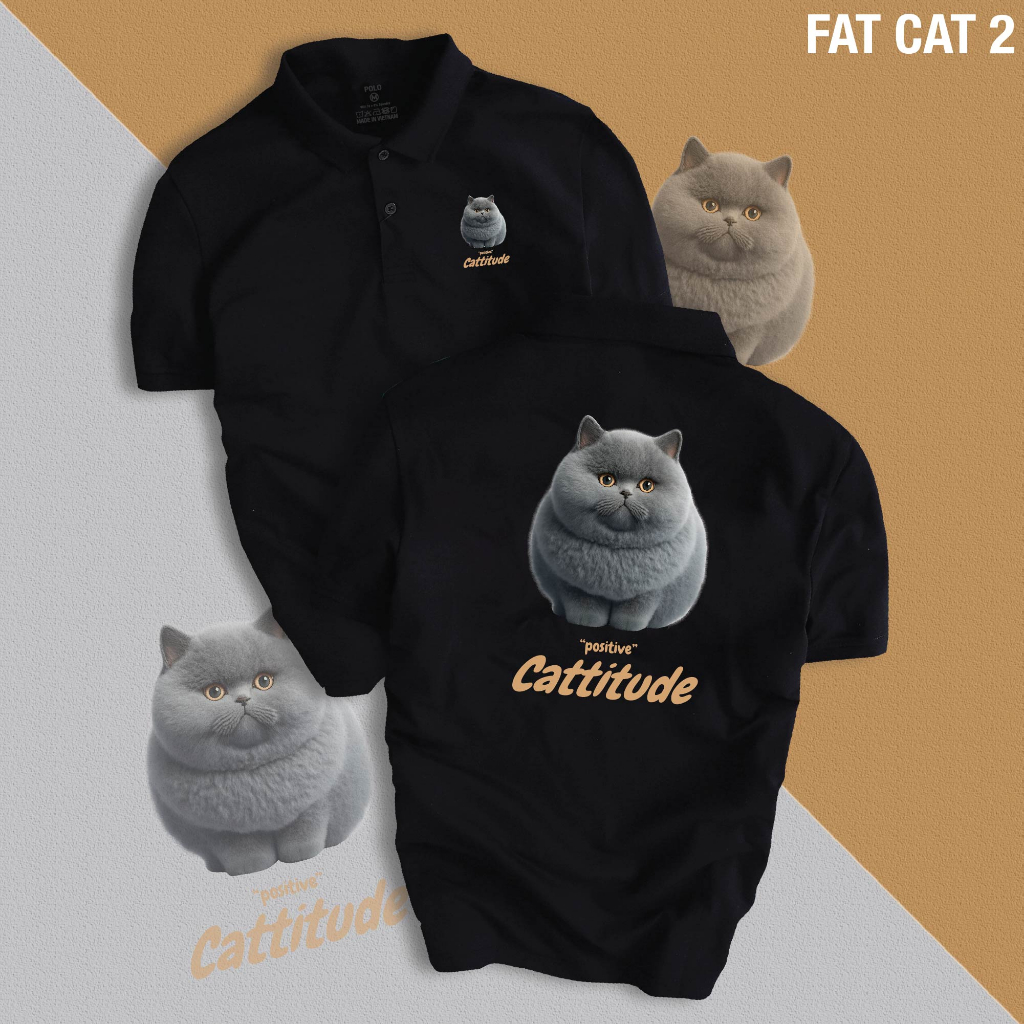 Áo POLO nam nữ Unisex FAT CAT chất liệu CVC cá sấu cao cấp, dễ thương, năng động