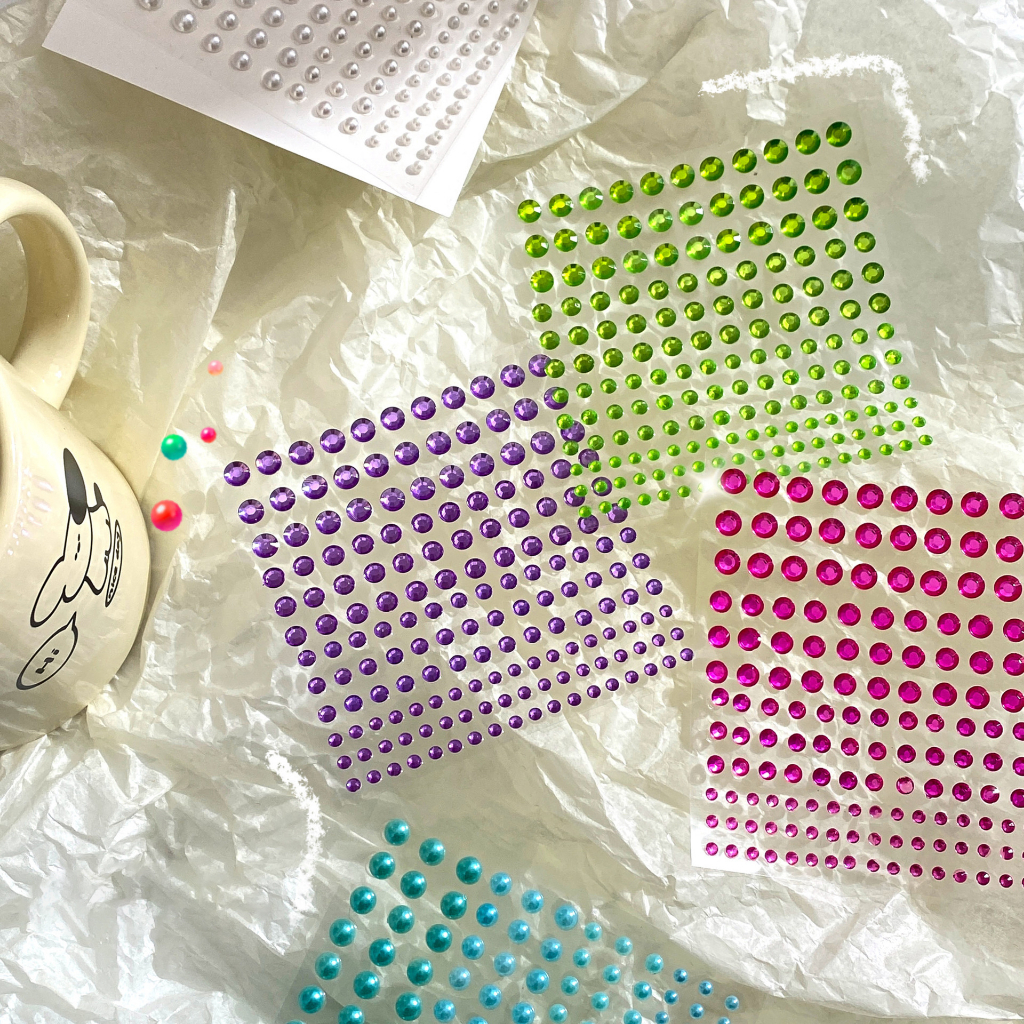 Sticker Đính Đá 3D Sparkle Heart Trái Tim Hạt Tròn Dán Trang Trí Đáng Yêu