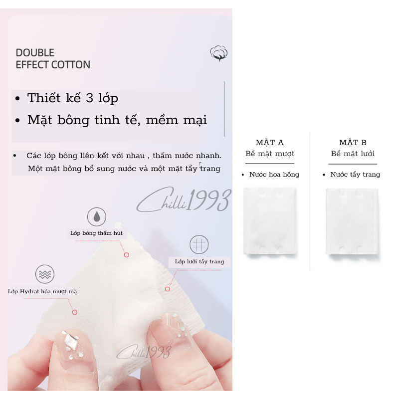 Bông Tẩy Trang Nội Địa Trung Cotton Pads 222 Miếng Giá Rẻ Mềm Mại, Bông Dai, Không Xơ Mủn