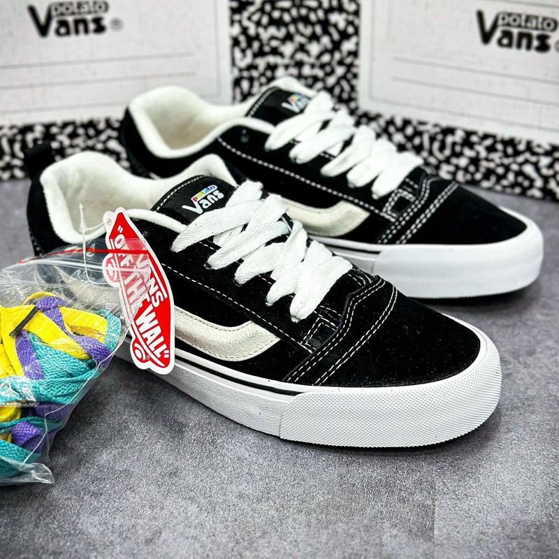 Giày Sneaker Van Imran Potato Black White, Giayf Vans Knu skool trắng đen bản bẩn kèm dây thay thế