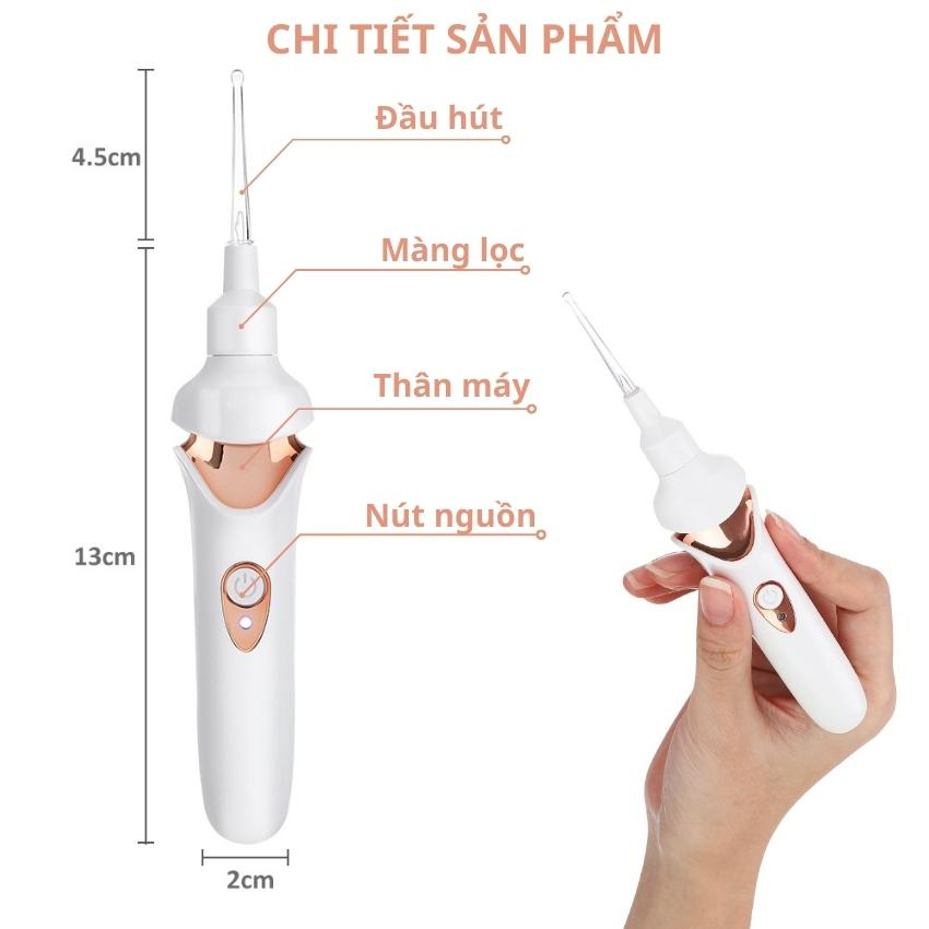 Dụng cụ hút ráy tai cao cấp, bộ máy hút ráy tai chuyên dụng mini nguồn