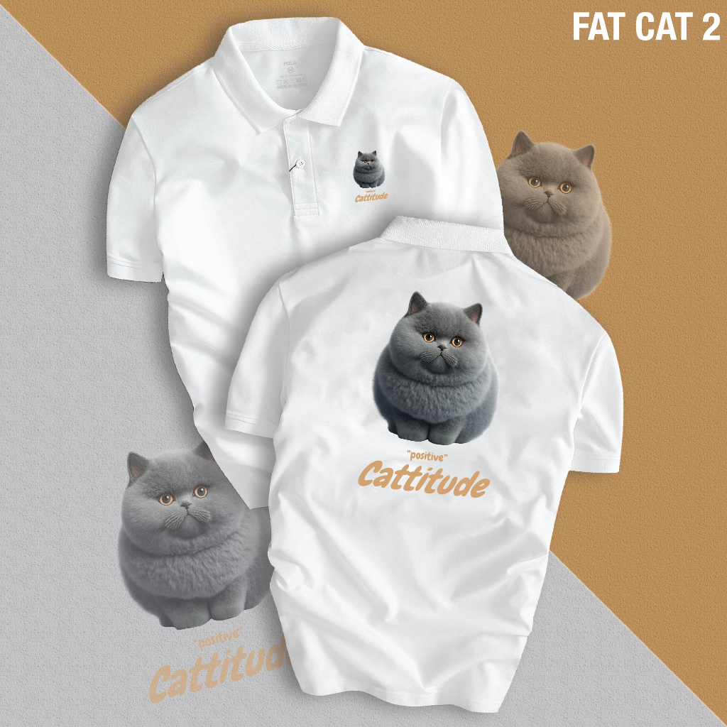 Áo POLO nam nữ Unisex FAT CAT chất liệu CVC cá sấu cao cấp, dễ thương, năng động