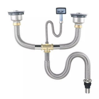 Bộ xi phông chậu rửa bát 2 hố inox chống chuột bọ