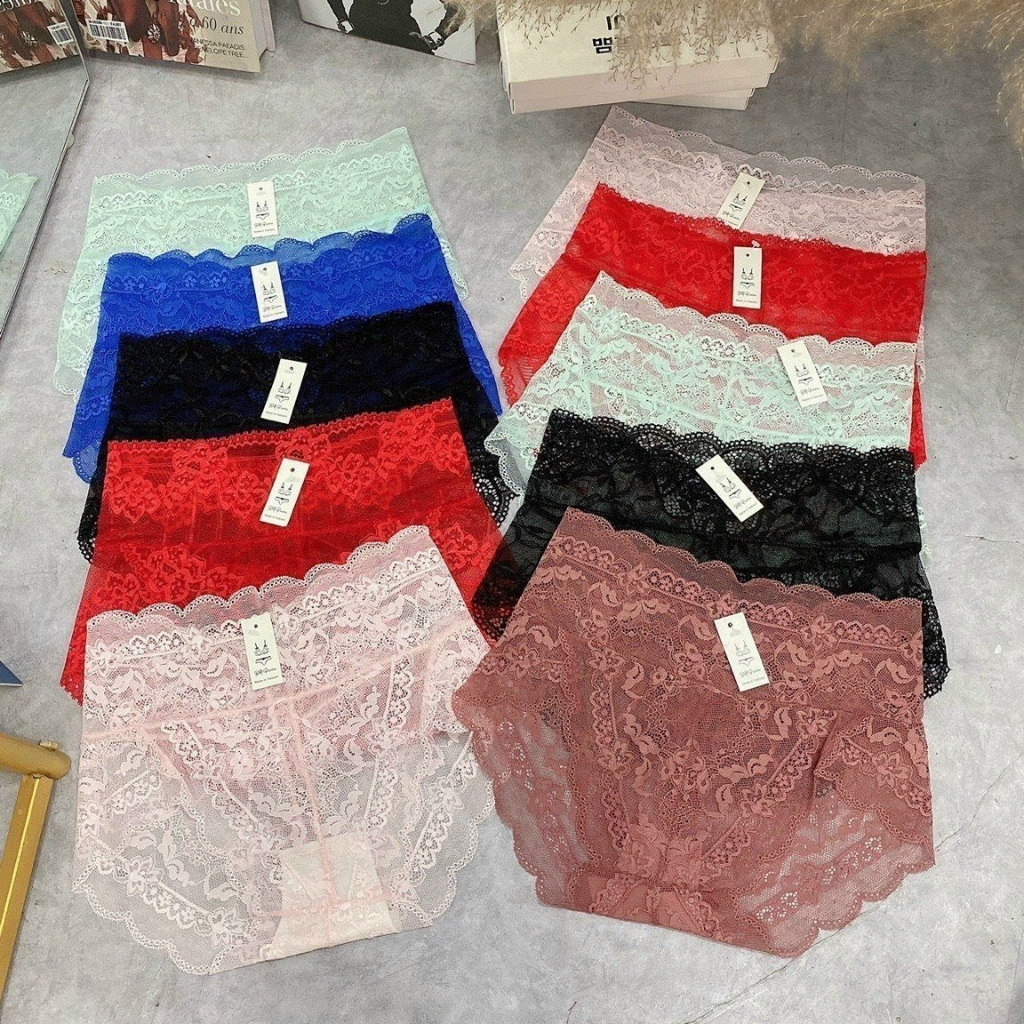 Combo 10 quần lót nữ ren cao cấp, vải cotton thoáng mát siêu dễ thương cuốn hút
