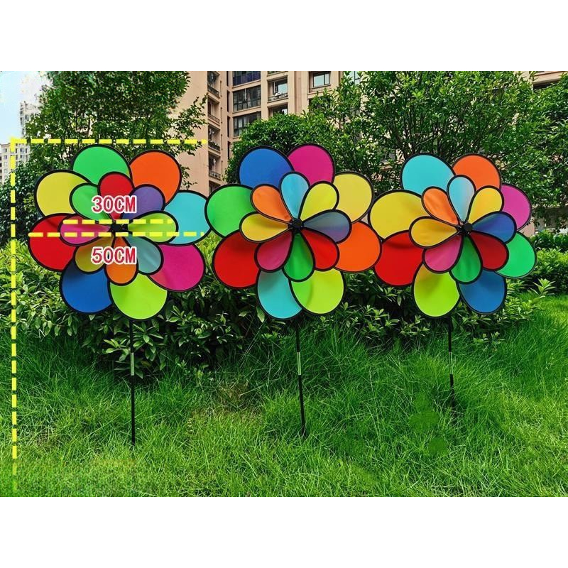 Chong chóng cầu vồng 2 tầng siêu đẹp, trang trí xe trà sữa , cà phê