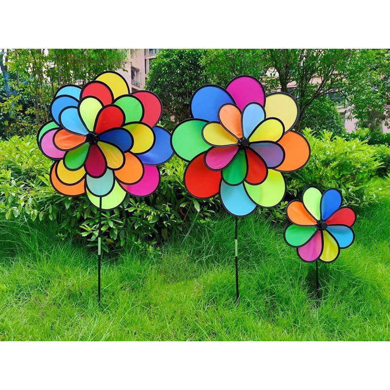 Chong chóng cầu vồng 2 tầng siêu đẹp, trang trí xe trà sữa , cà phê