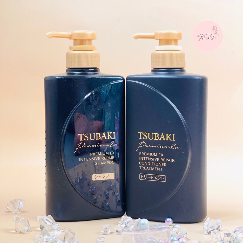 Bộ Dầu Gội Xả Tsubaki Đen Phục Hồi Tóc Hư Tổn Nặng Vì Hóa Chất Tsubaki Premium EX Intensive Repair Treatment 490ml/Chai