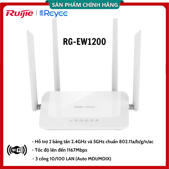 Bộ Phát Sóng WIFI RUIJIE REYEE RG-EW1200G| RG-EW1200G PRO - Hỗ trợ 2 băng tần 2.4GHz và 5GHz