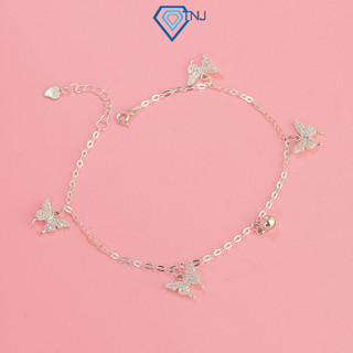 Lắc chân bạc nữ TNJ đính đá cao cấp, lắc chân nữ hình hồ điệp xinh LCN0105 - Trang Sức TNJ