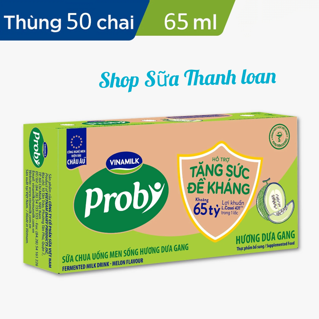 [GIAO HỎA TỐC] THÙNG 50 CHAI SỮA CHUA UỐNG PROBI DƯA GANG - LỐC 5 CHAI 65ML