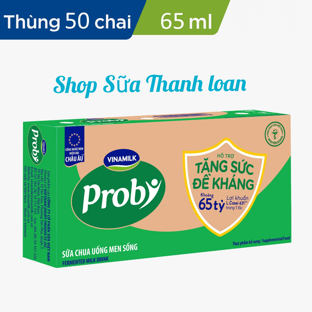 THÙNG 50 CHAI SỮA CHUA UỐNG PROBI CÓ ĐƯỜNG - LỐC 5 CHAI 65ML