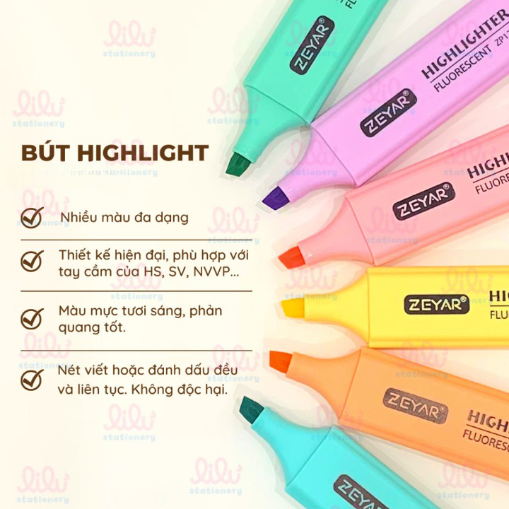 Bút đánh dấu highlight ghi nhớ dấu dòng dạ quang 43 màu trang trí sổ bullet journal văn phòng phẩm dễ thương