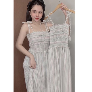 Đầm maxi hai dây mùa hè 3P SHOP có bo chun co giãn thoải mái