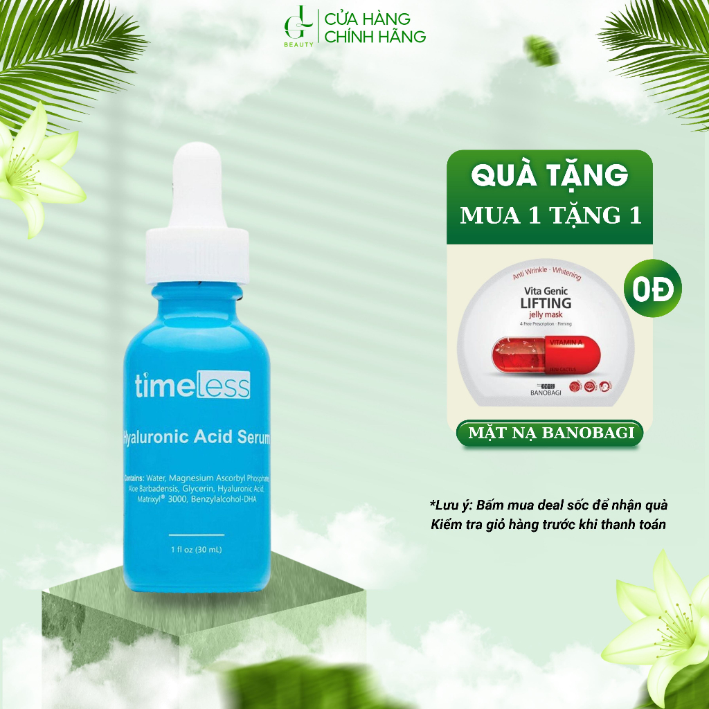 Tinh Chất Dưỡng Ẩm Làm Trắng Da Timeless Hyaluronic Acid + Vitamin C 30ml