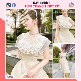 V3956 Váy be cổ voan phối ren nổi váy dự tiệc xếp ly sang chảnh