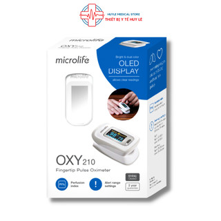 Máy đo lượng oxy trong máu SPO2 và nhịp tim Microlife Oxy 210 thế hệ mới màn OLED 6 chế độ hiển thị - Huyle