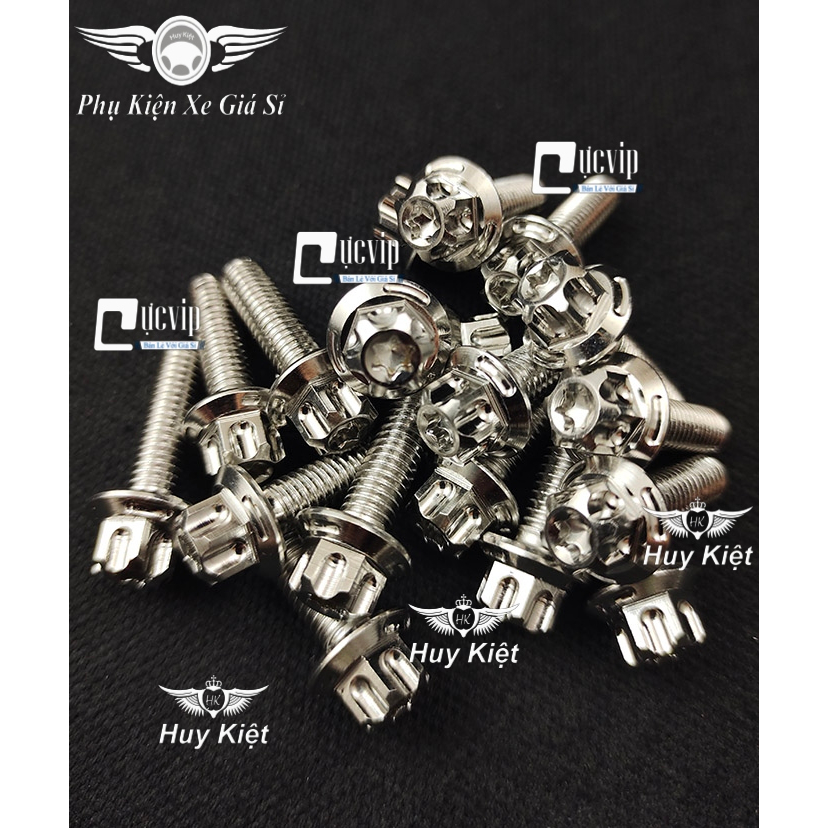 Combo 7 Ốc Salaya   Inox 304 6Ly15 Gắn Bảng Tên, Ốp Pô Và Chụp Đích Pô Xe Vario 2018 - 2021 6145