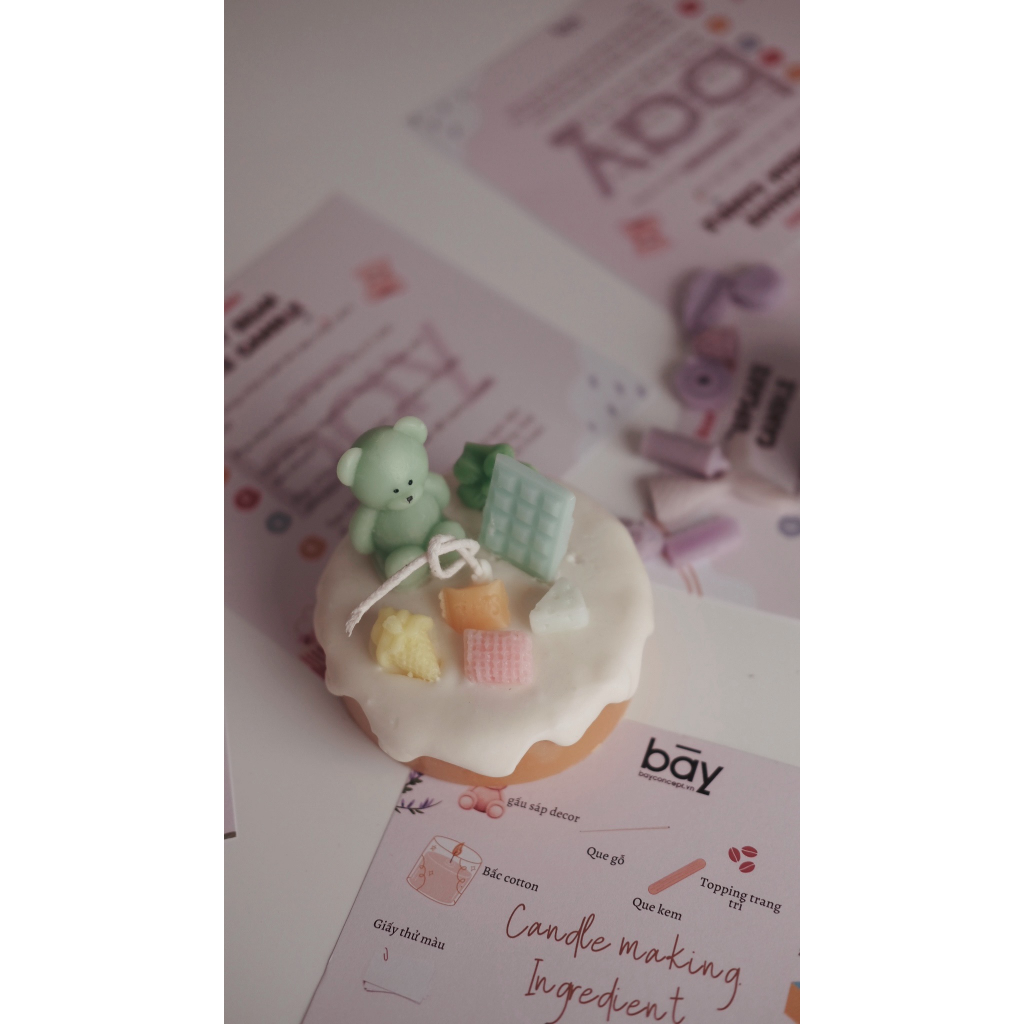 Set tự làm nến Teddy Hàn Quốc trang trí tại nhà DIY BAY CONCEPT, tinh dầu Mỹ tự nhiên thư giãn, an toàn
