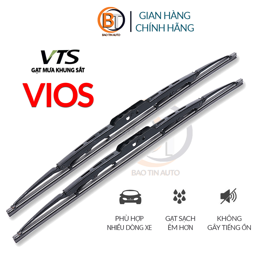 Gạt mưa ô tô Toyota Vios thanh gạt kính nước mưa oto xe hơi khung xương sắt lưỡi silicon - thương hiệu VTS