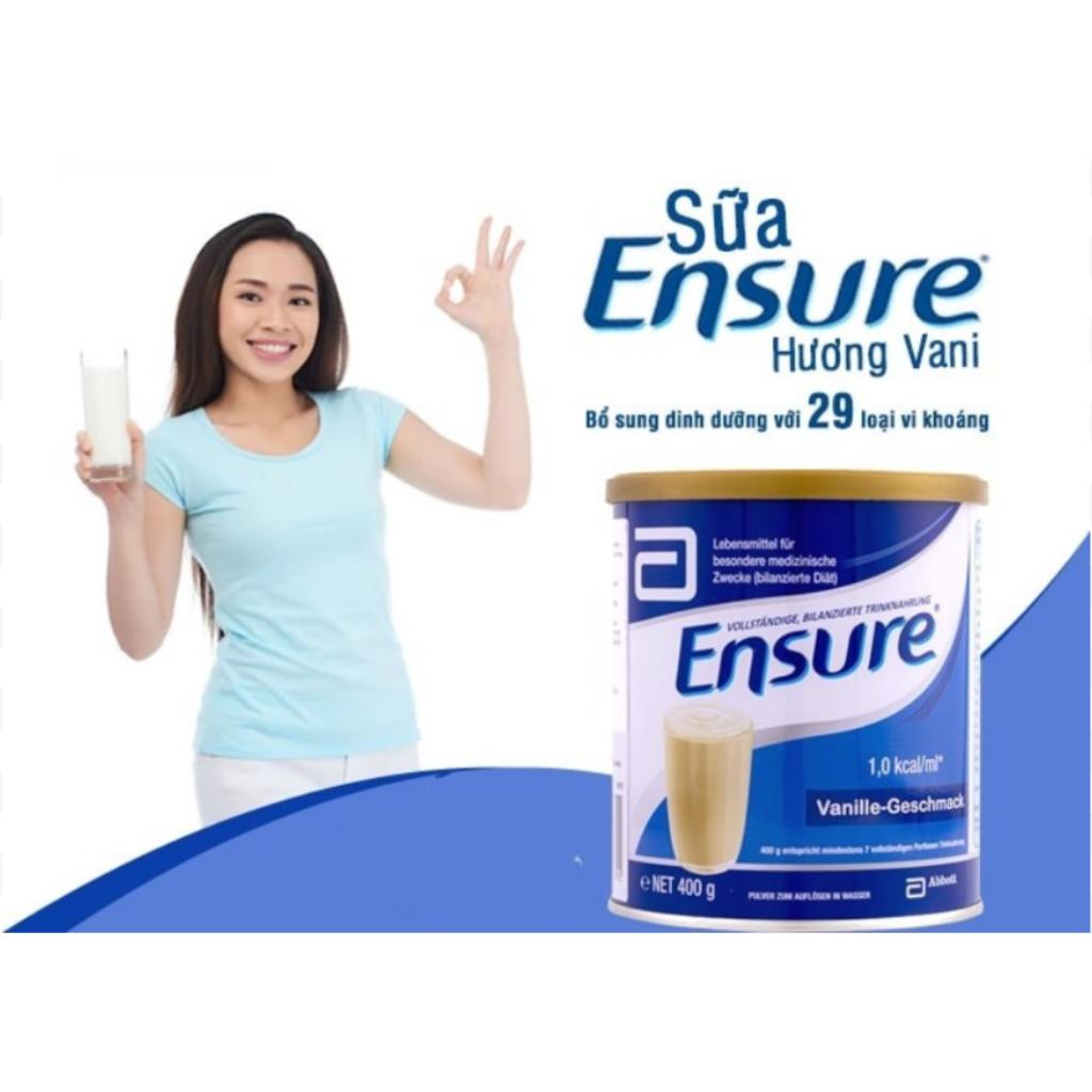 Sữa bột abbott Ensure đức powder vanille geschmask 400g dành cho người mới ốm dạy, cần bổ sung sinh dưỡng và người già