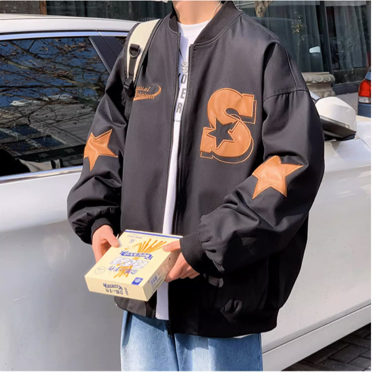 Áo Khoác Bomber Phối Chữ S 2 Lớp Unisex Nam Nữ Sành Điệu Trẻ Trung Cá Tính, Chất Liệu Nỉ Ấm Áp Bền Đẹp