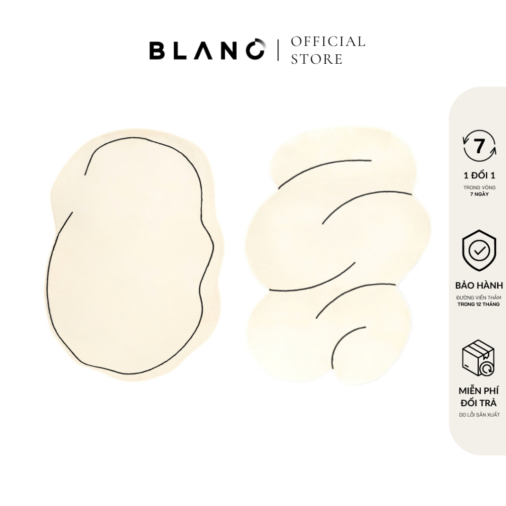 Thảm Trải Sàn Hoạ Tiết Lông Mềm Cho Phòng Khách, Phòng Ngủ Ayla/Clouds BLANC'