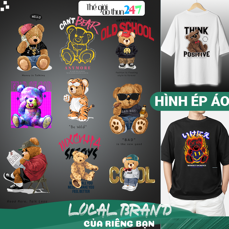 Hình Gấu Teddy Bear 3D GG34 ủi bằng bàn là, bàn ủi