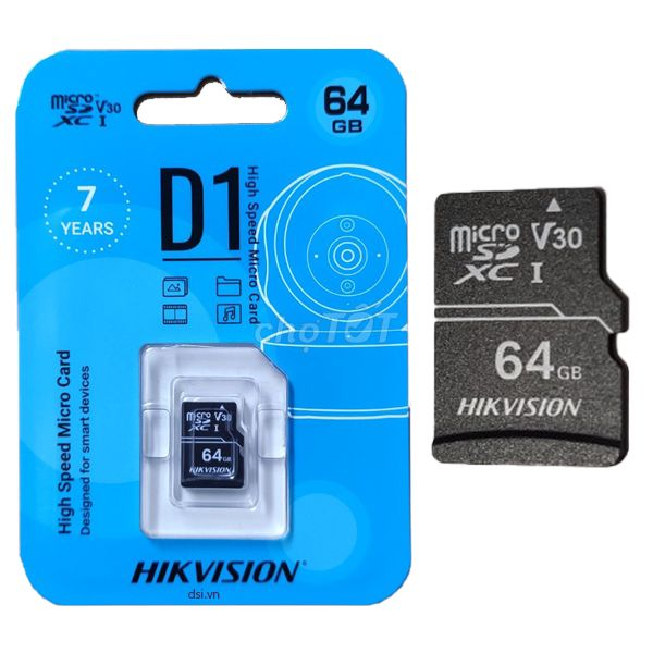 Thẻ nhớ HIKVISION 64GB microSD HS-TF-C1(STD)/HS-TF-D1 class 10, up to 92mb/s, chuyên camera wifi, điện thoại - BH 7 năm