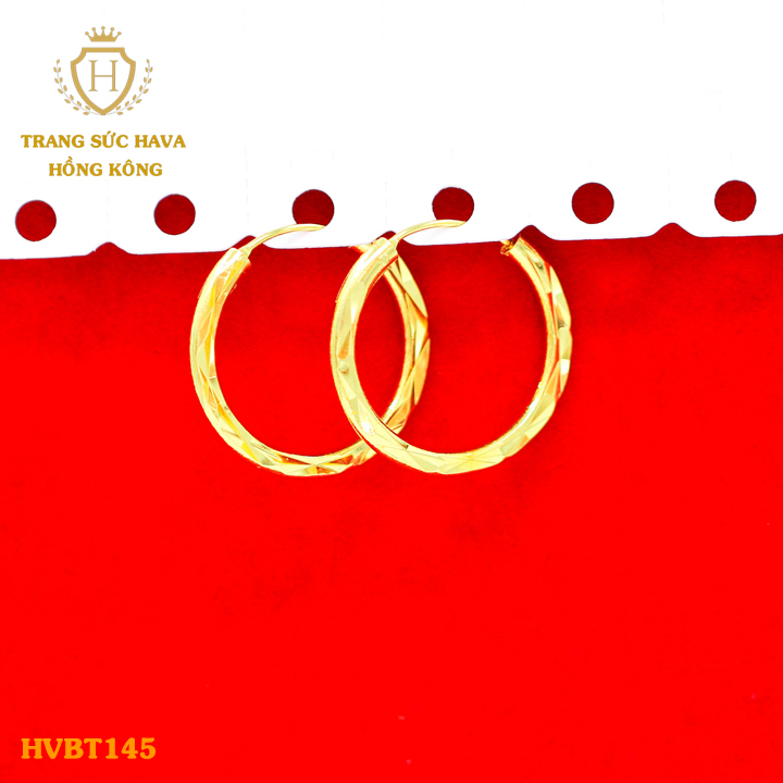 Vòng Tàu (Đường Kính 3cm), Bông Tai, Khuyên Tai Nữ Titan Xi Mạ Vàng - Trang Sức Hava Hong Kong - HVBT145