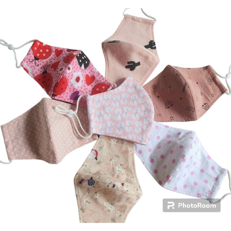 Khẩu trang trẻ em hoa văn vải Linen /thô cotton