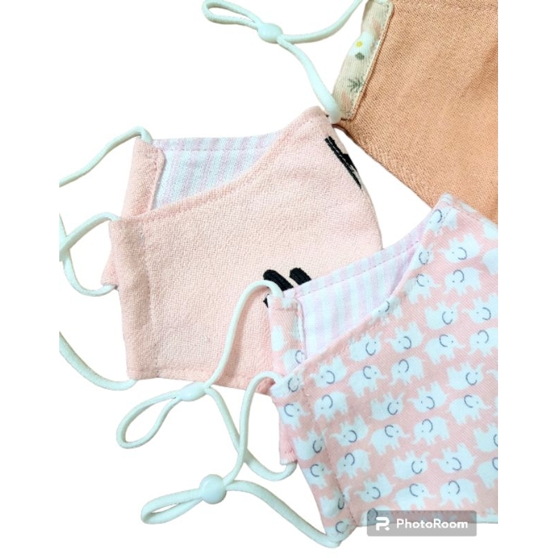 Khẩu trang trẻ em hoa văn vải Linen /thô cotton
