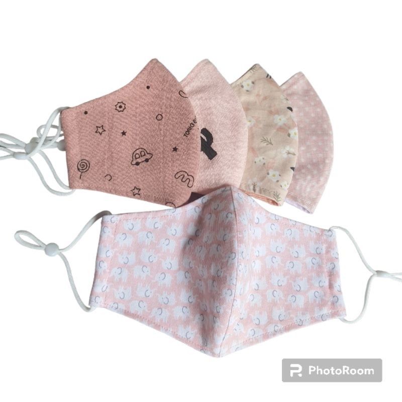 Khẩu trang trẻ em hoa văn vải Linen /thô cotton