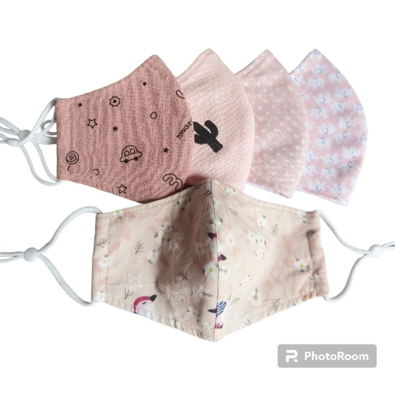 Khẩu trang trẻ em hoa văn vải Linen /thô cotton