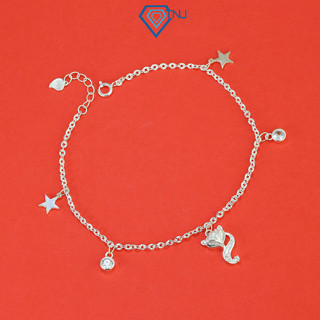  Lắc chân hồ ly bạc nữ đính đá hình ngôi sao xinh xắn LCN0108 - Trang Sức TNJ 
