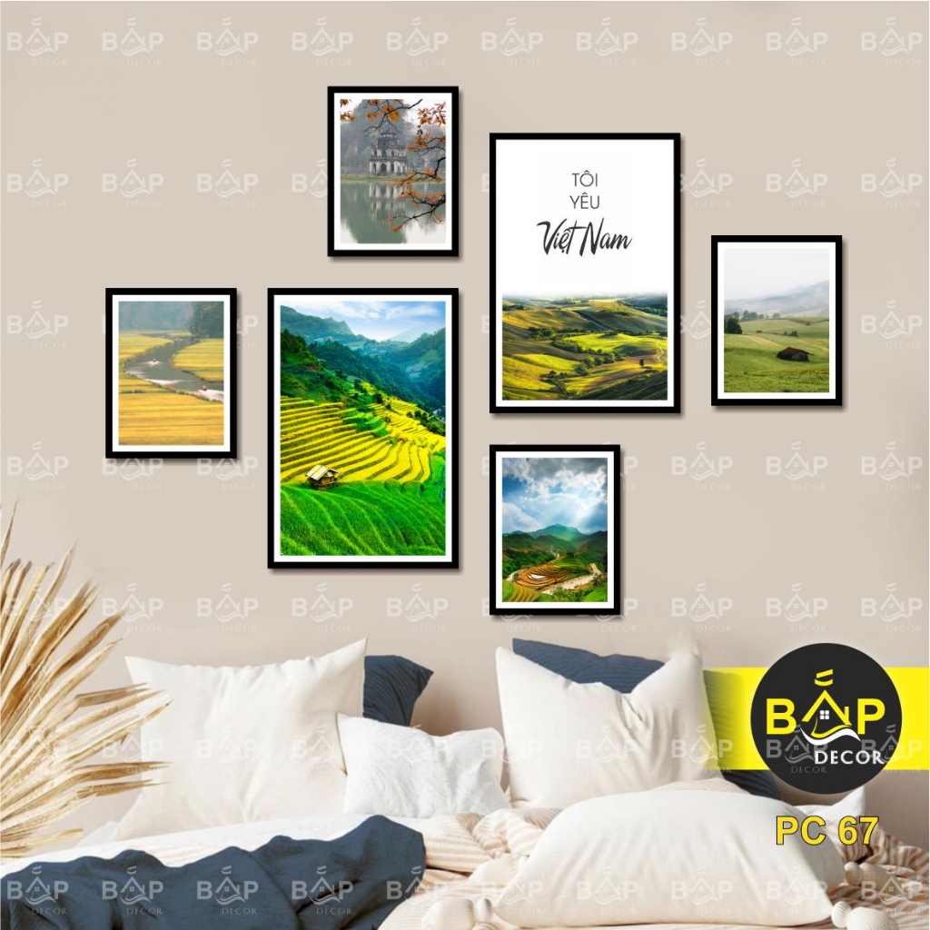 Tranh treo tường, tranh dán tường mẫu phong cảnh, quê hương, Bắp Decor