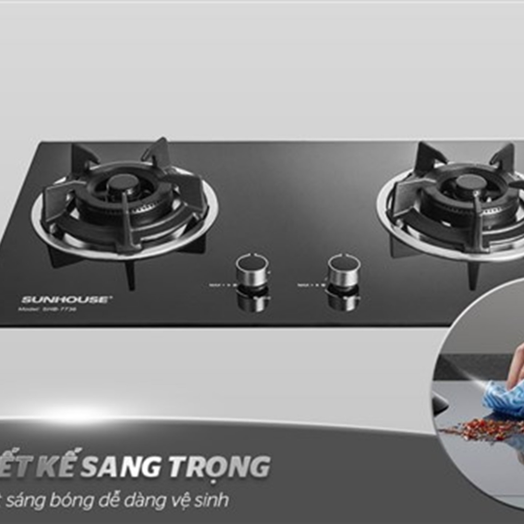 Bếp gas âm kính Sunhouse SHB7736,ngọn lửa tập trung, tỏa đều và dễ dàng điều chỉnh to nhỏ,tiết kiệm gas-an toàn sử dụn