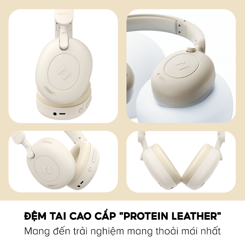 Tai Nghe Headphone Bluetooth HAVIT H655BT, BT 5.3, Chống Ồn Chủ Động ANC, Gamemode 60ms, Nghe Đến 65H - Hàng Chính Hãng