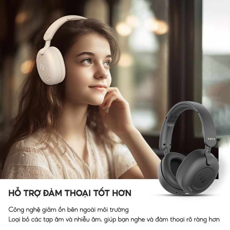 Tai Nghe Headphone Bluetooth HAVIT H655BT, BT 5.3, Chống Ồn Chủ Động ANC, Gamemode 60ms, Nghe Đến 65H - Hàng Chính Hãng