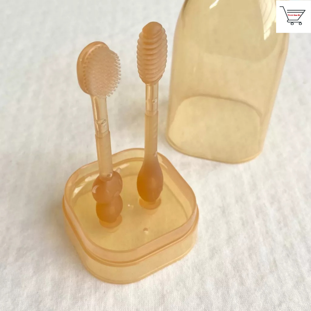 Set rơ lưỡi và bàn chải đánh răng silicon cho bé từ 0 - 18 tháng