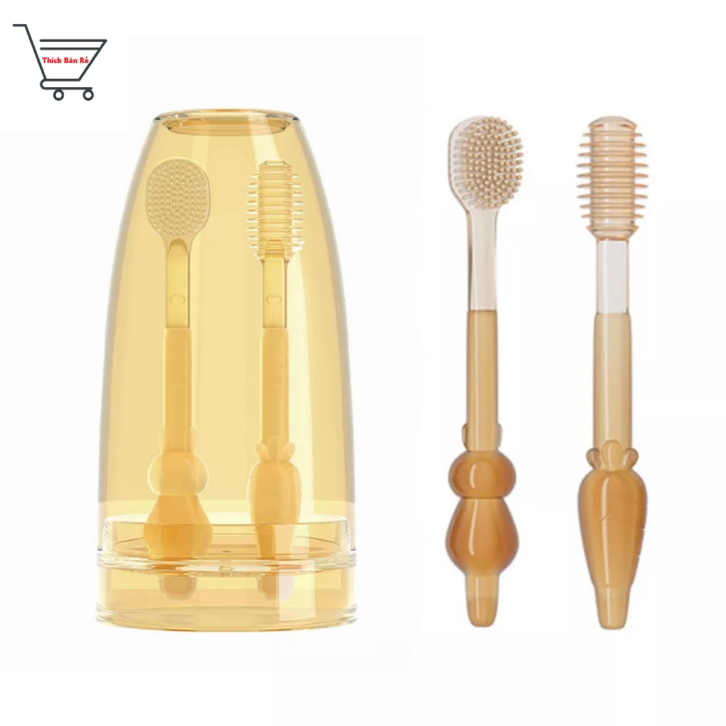 Set rơ lưỡi và bàn chải đánh răng silicon cho bé từ 0 - 18 tháng