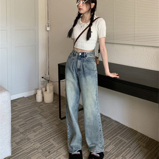 Quần jeans nữ , quần jeans ống suông màu xanh bạc phong cách nhẹ nhàng MS 38