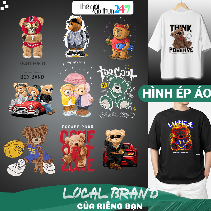 Hình Gấu Teddy Bear 3D GG35 ủi bằng bàn là, bàn ủi