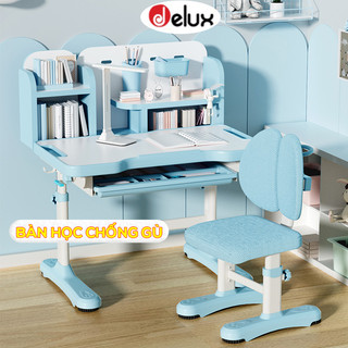 Bàn Học Thông Minh Delux Chống Gù Chống Cận, Điều Chỉnh Nâng Hạ Chiều Cao (TẶNG ĐÈN LED, GIÁ SÁCH, ĐỒNG HỒ)