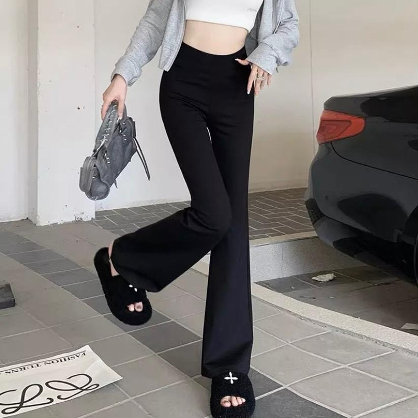 Quần ống loe nữ cạp lưng cao dáng dài form ôm legging tôn dáng co giãn