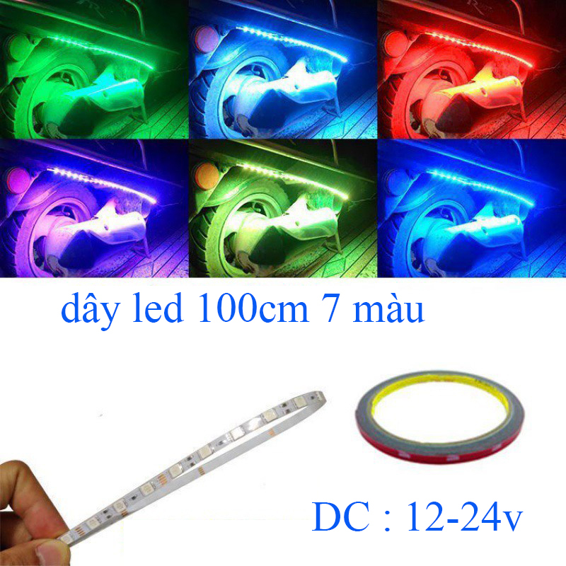 Dây đèn led dán trang trí ô tô, xe máy 12V-24v Dài 100cm